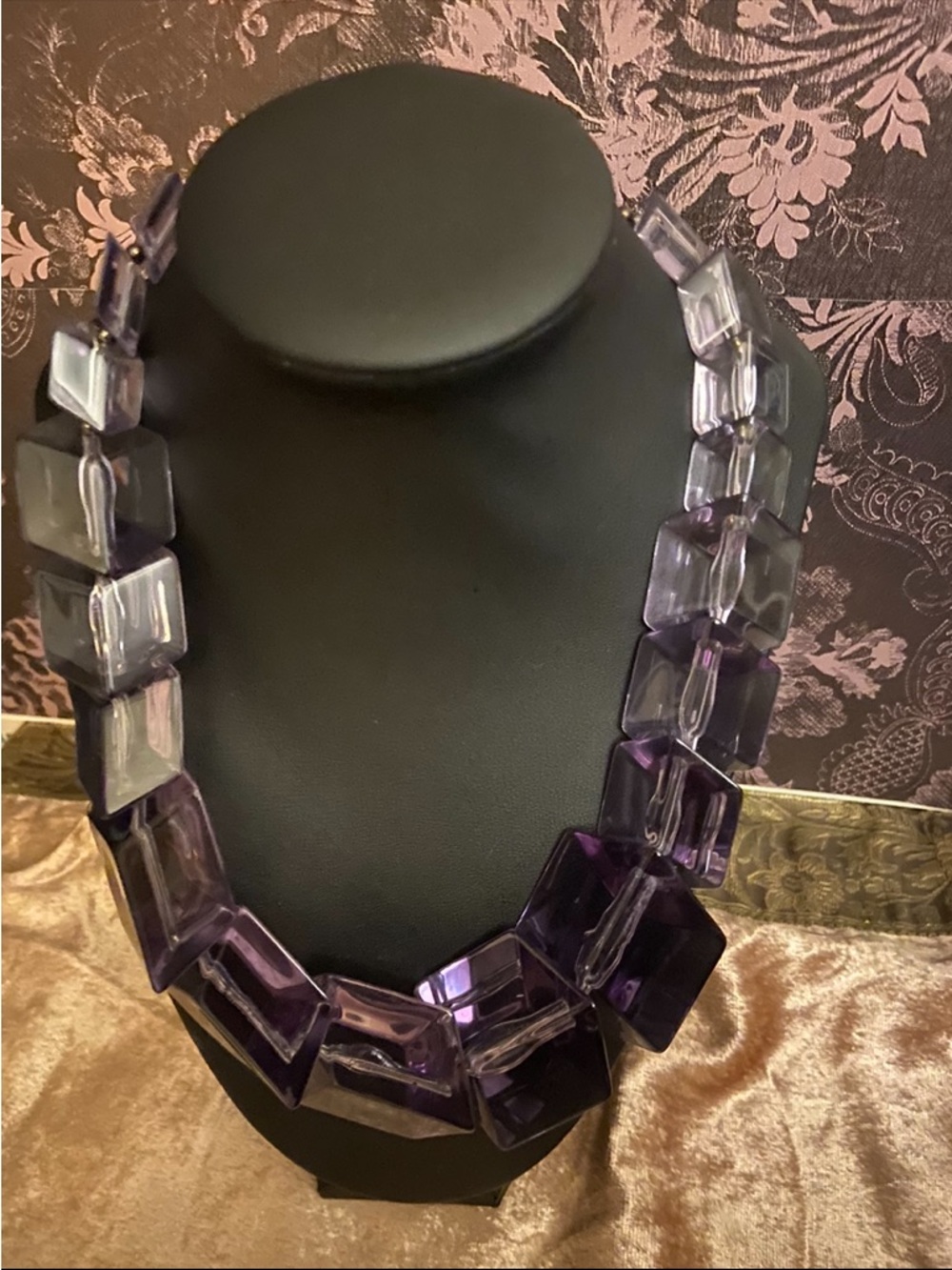 Lafayette 148 New York Purple Geometric Resin Necklace